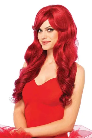 Ariel Long Wavy Womens Red Wig