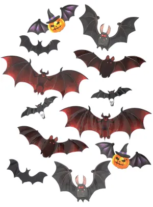 Assorted 3D Bats Halloween Stickers Set