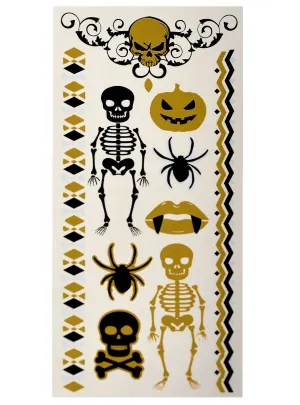 Assorted Black and Gold Temporary Halloween Tattoos