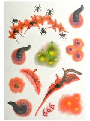 Assorted Creepy Crawly Wounds Temporary Halloween Tattoos