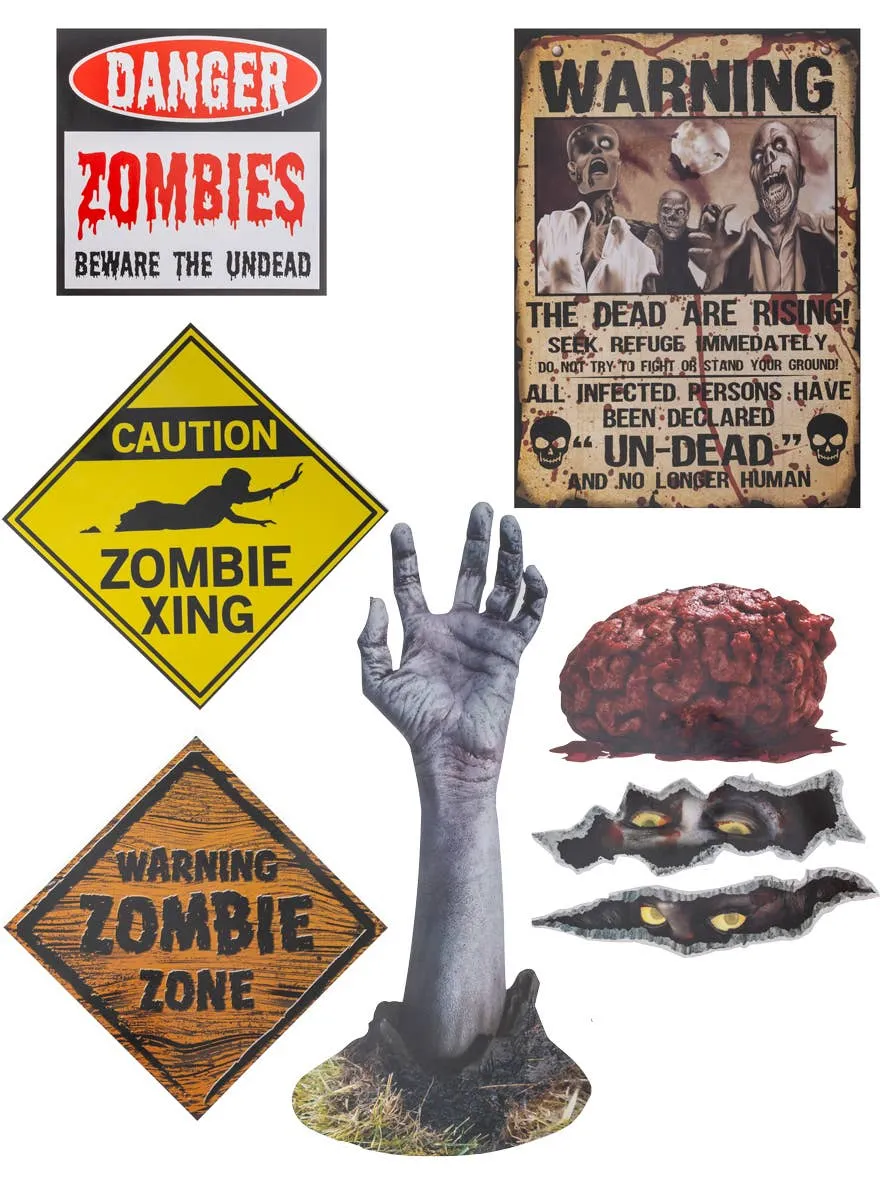 Assorted Zombie Signs Halloween Decoration Pack