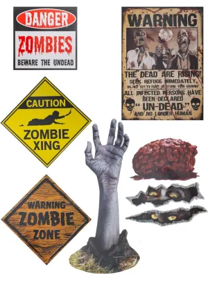 Assorted Zombie Signs Halloween Decoration Pack