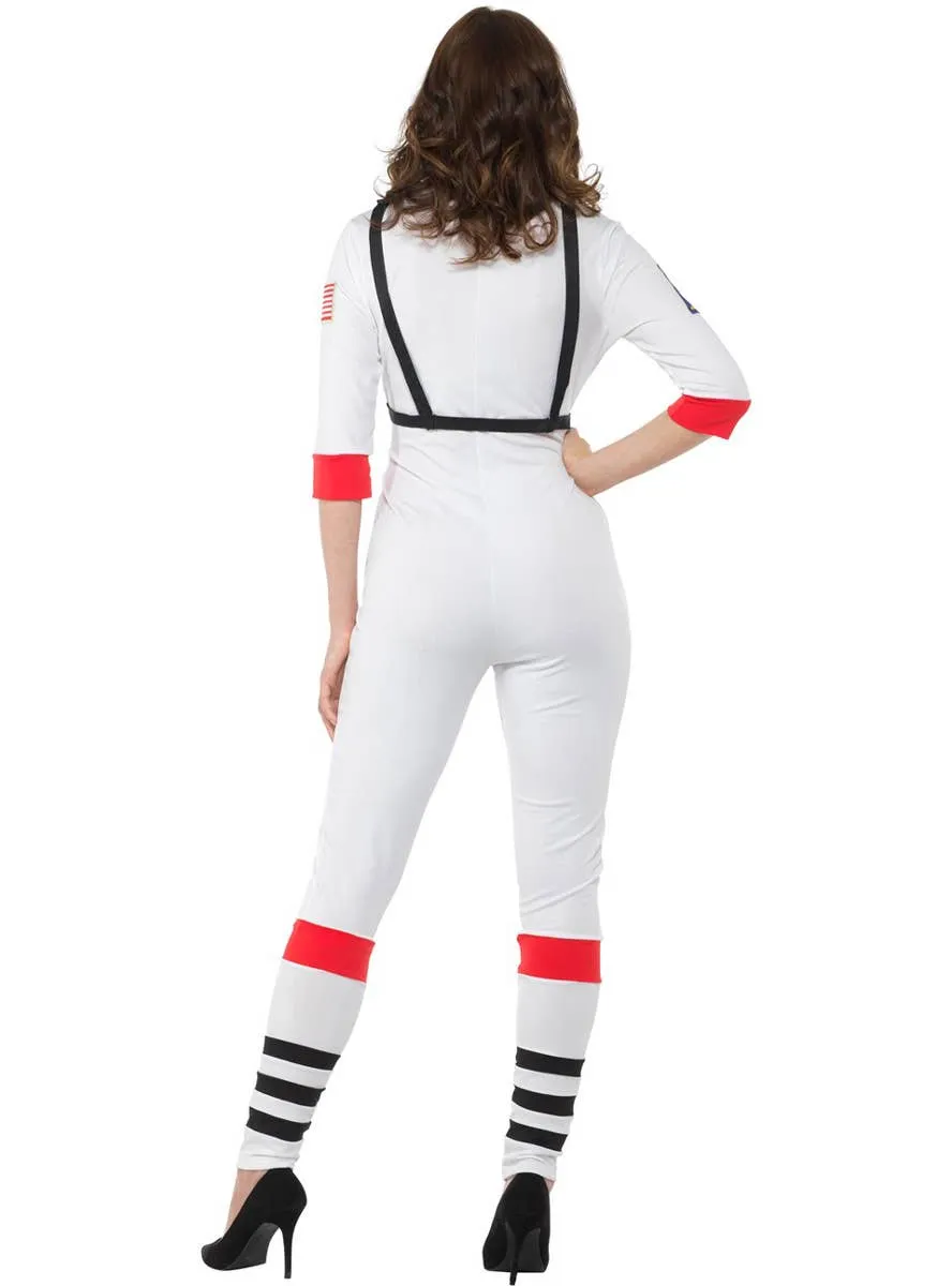 Astronaut Womens White Space Suit Fancy Dress Costume