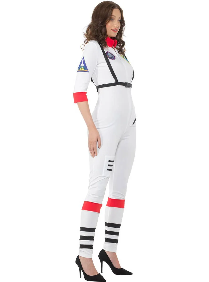 Astronaut Womens White Space Suit Fancy Dress Costume