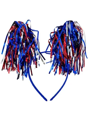 Aussie Blue Silver and Red Tinsel Head Bopper Headband
