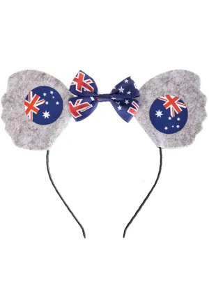 Aussie Flag Koala Ears with Bow Costume Headband