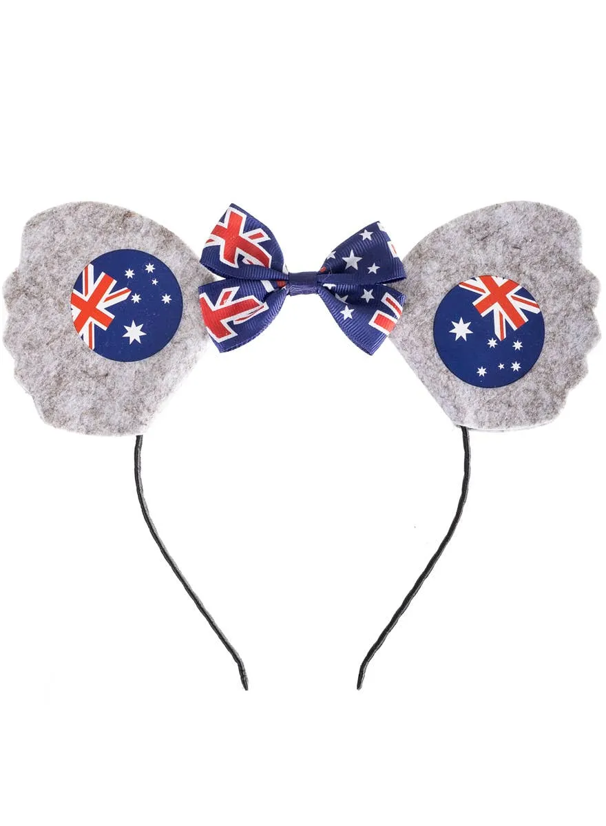 Aussie Flag Koala Ears with Bow Costume Headband