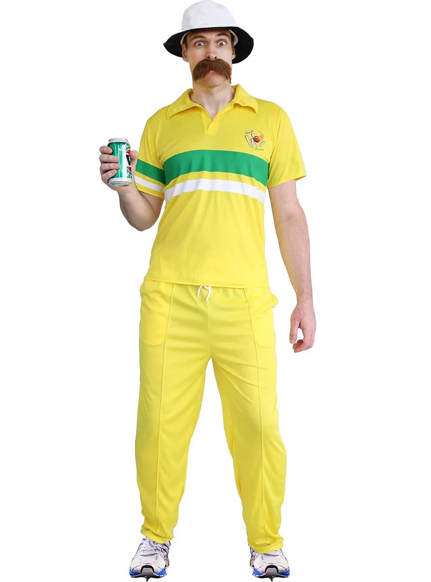 Aussie Yellow Cricketer Plus Size Mens 1980s Sports Costume