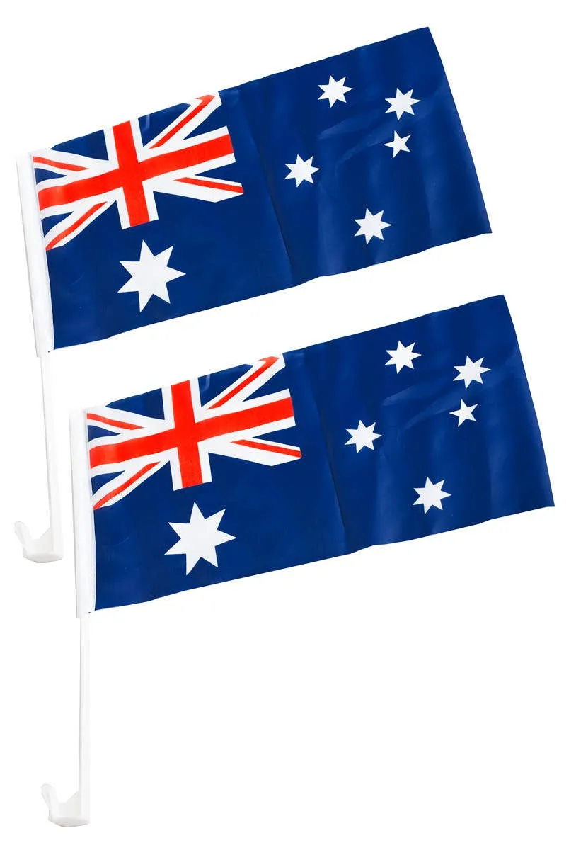Australia Day Aussie Car Flags - 2 Pack