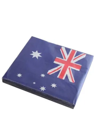 Australia Day Aussie Flag Blue Serviettes - 20 Pack