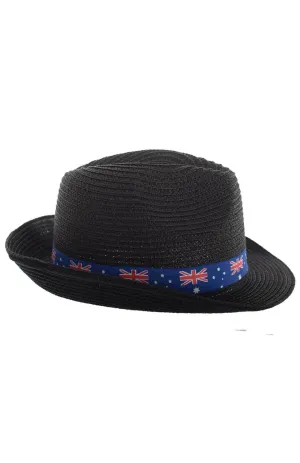 Australia Day Black Woven Trilby Hat