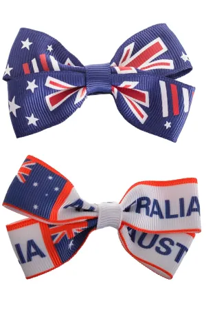 Australia Day Blue And White Hair Bows Costume Accessory