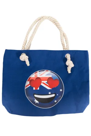 Australia Day Blue Emoji Face Beach Bag