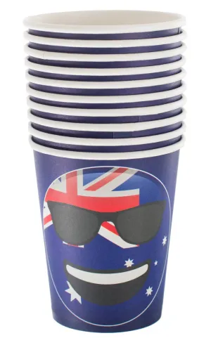 Australia Day Cool Dude Emoji Party Cups - 10 Pack