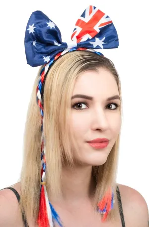 Australia Day Costume Bow Headband With Plaits