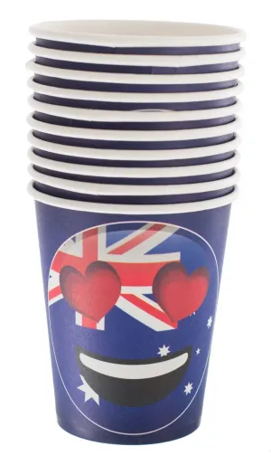 Australia Day Heart Eye Emoji Party Cups - 10 Pack