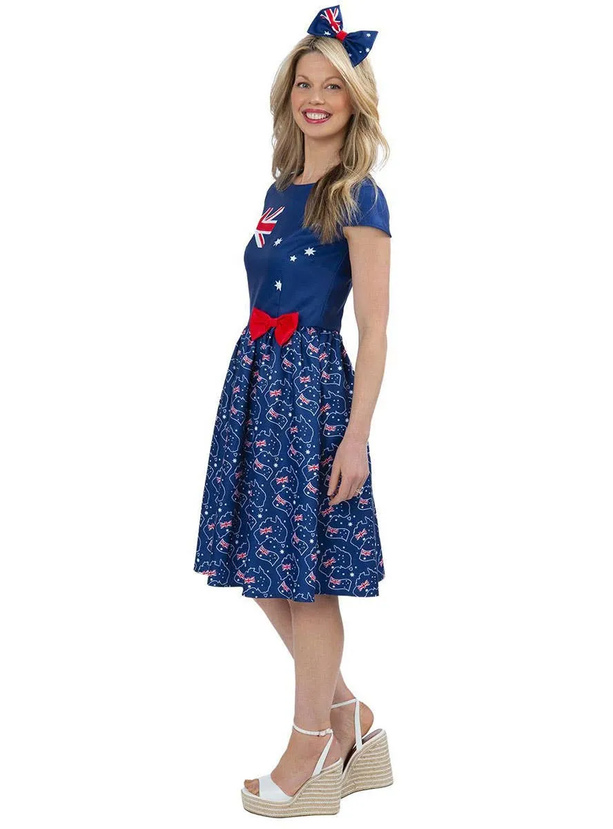 Australia Day Womens Blue Flag Printed Costume Dress