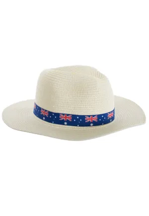 Australia Day Woven Wide Brim Cream Sun Hat