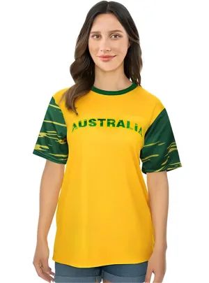 Australia Print Womens Green And Gold Top