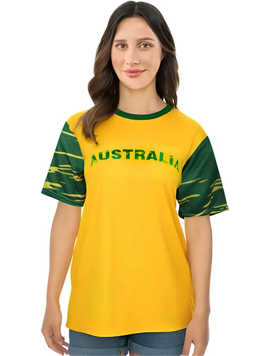 Australia Print Womens Green And Gold Top