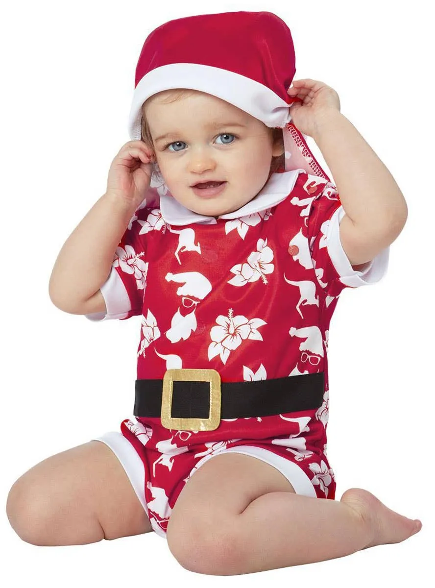 Australian Christmas Print Baby Boys Red Romper Costume