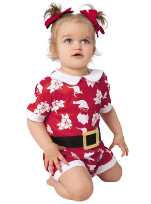 Australian Christmas Print Baby Girls Red Romper Costume