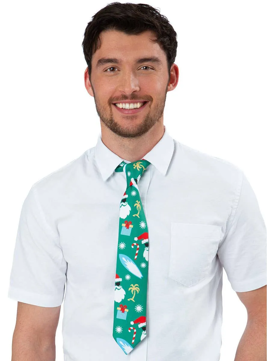 Australian Christmas Print Green Costume Tie