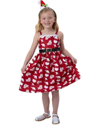 Australian Christmas Print Toddler Girls Red Printed Costume Dress