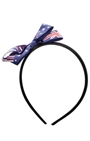 Australian Flag Blue Bow Headband Costume Accessory
