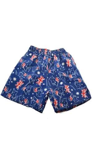 Australian Flag Boys Blue Costume Board Shorts