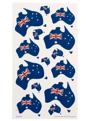 Australian Flag Map Temporary Tattoo Sheet