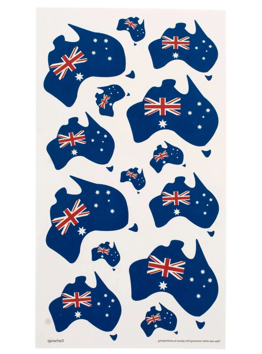 Australian Flag Map Temporary Tattoo Sheet