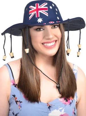 Australian Flag Outback Costume Hat with Corks
