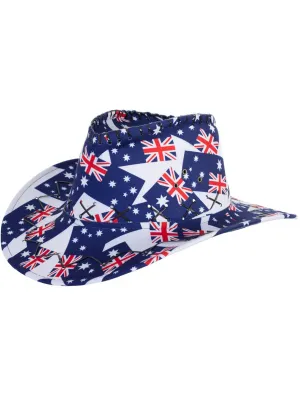 Australian Flag Print Cowboy Style Costume Hat