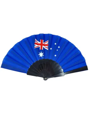 Australian Flag Print Hand Held Blue Fan