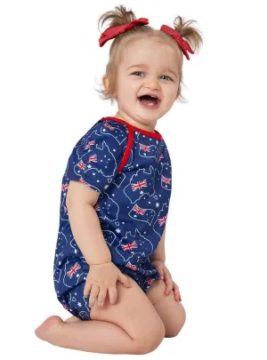 Australian Flag Printed Toddler Girls Costume Romper