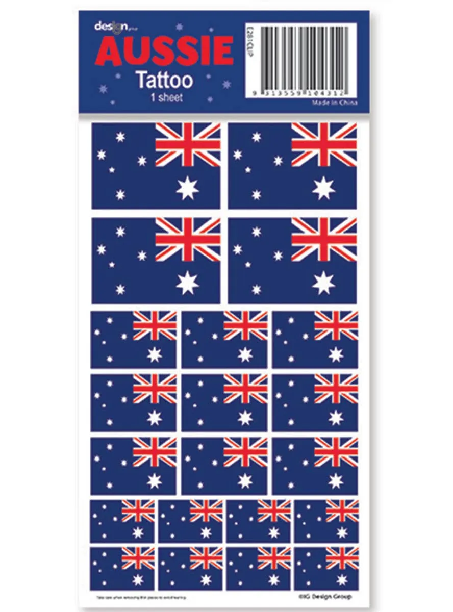 Australian Flags Temporary Tattoo Sheet