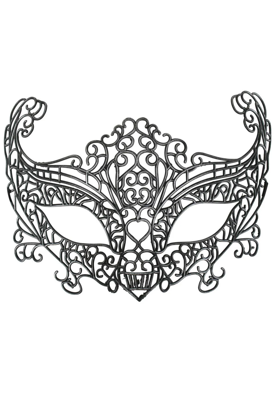 Ava Lace Cut Out Charcoal Plastic Masquerade Mask