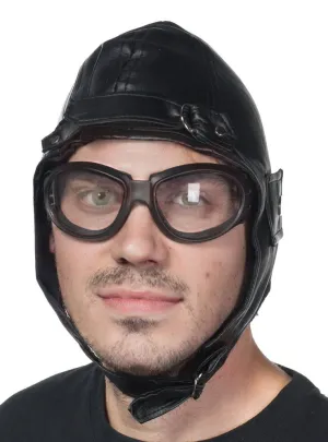 Aviator Black Vinyl Costume Hat