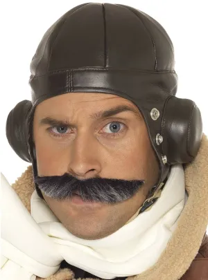 Aviator Brown Leather Look Costume Hat