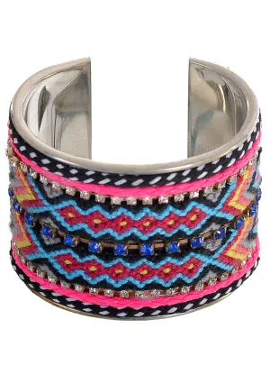Aztec Style 1970s Boho Wrist Cuff Costume Bracelet