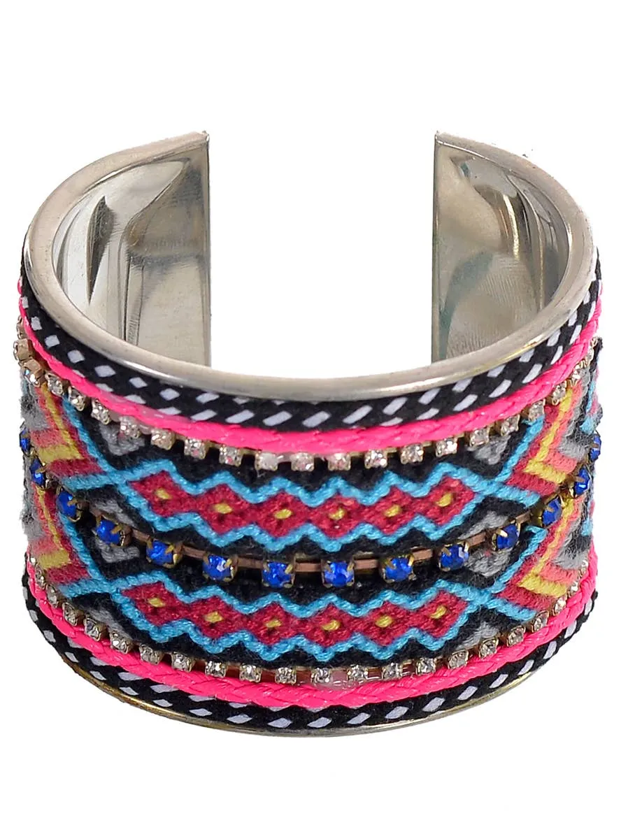 Aztec Style 1970s Boho Wrist Cuff Costume Bracelet