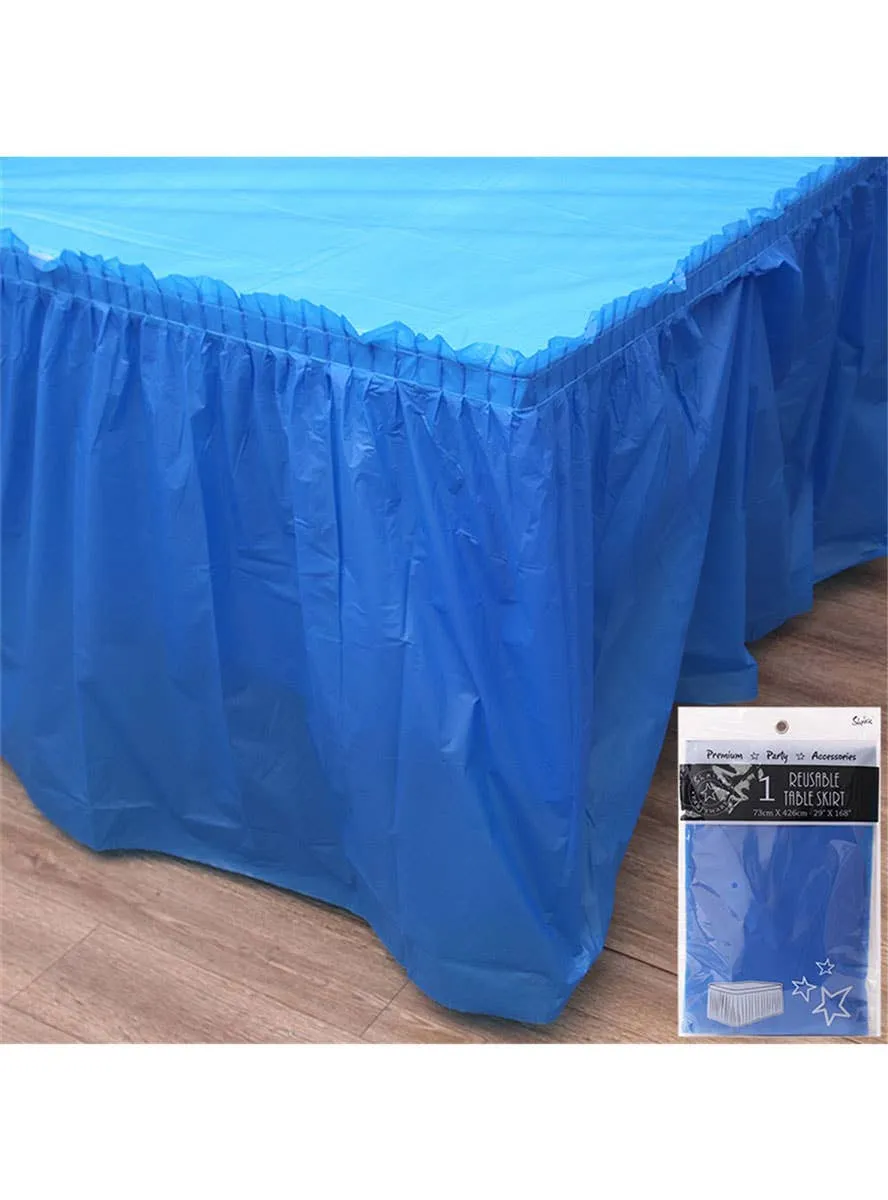 Azure Blue 426cm Plastic Table Skirt