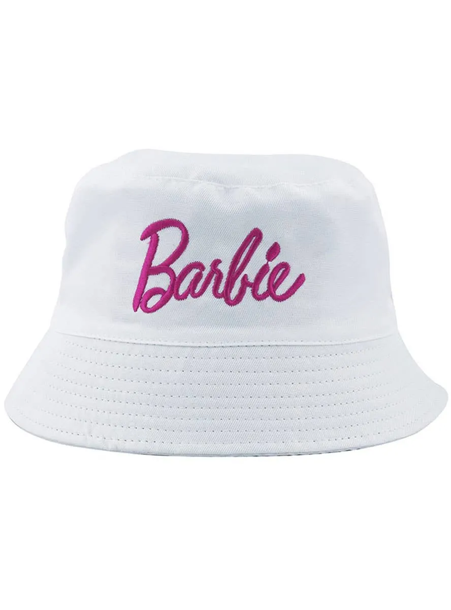 B-Doll White Bucket Hat With Pink Logo