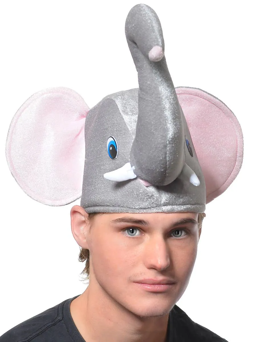 Baby Elephant Dumbo Grey And Pink Plush Hat