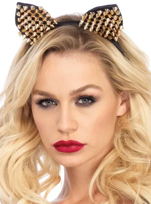 Bad Kitty Gold Studded Cat Costume Ears