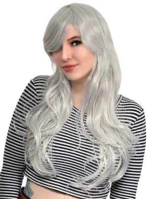 Bailey Womens Long Wavy Platinum Silver Costume Wig