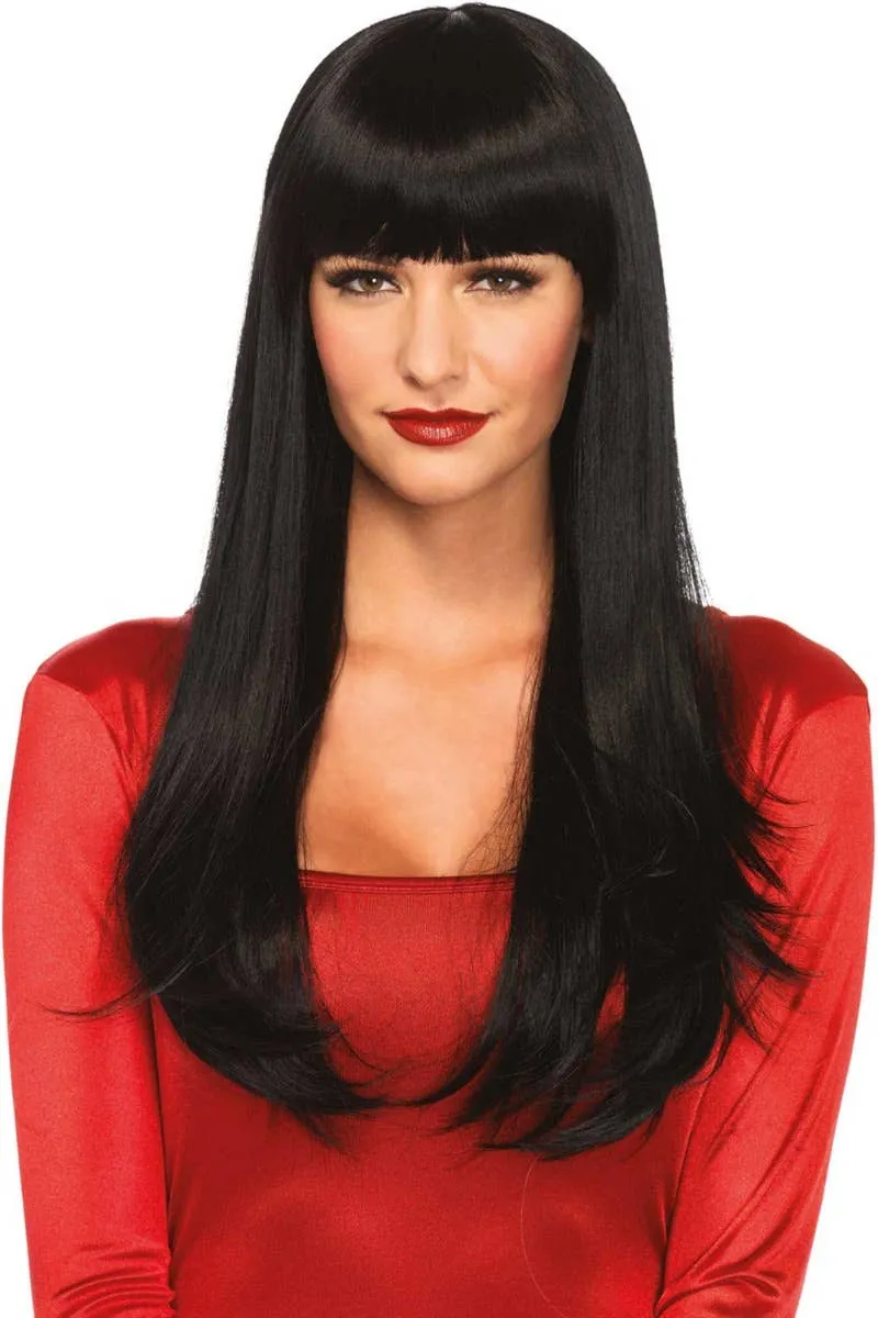 Bangin' Black Long Straight Womens Costume Wig
