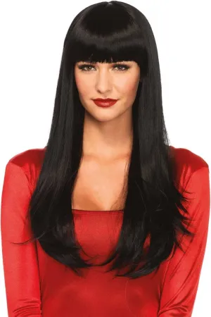 Bangin' Black Long Straight Womens Costume Wig