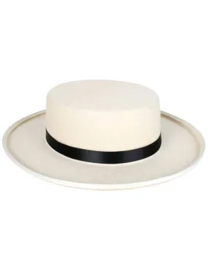 Barbershop Cream Costumer Boater Hat